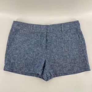 Loft Shorts Navy Blue Linen Cotton Blend Petite 6